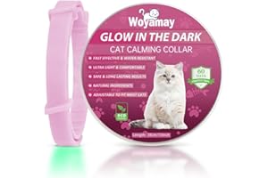 Woyamay Collare Calmante per Gatti, Luminoso Sicuro Anti-Ansia Collari per Gatti con Dimensioni Regolabili, Collari Calmanti ai Feromoni Impermeabile Naturale per Gatti, 1pz Rosa