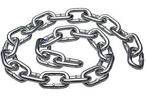 RSE Heavy Duty Galvanized Steel Chain Links Extra Strong Long Length Welded Hot Metal Dipped Bright Shiny Chrome Plated and Polished DIY For Fence Gate Bike Cycle Security Lock (6mm, 1.5 Metre)