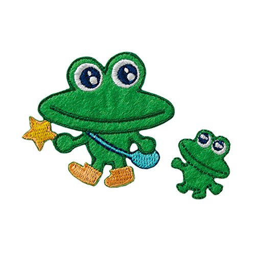 Mono-Quick 311 Aufbügelbilder Frösche Set, 6 teilig, Froschmotive 5,0 x 4,0 cm bis 7,5 x 12,5 cm Filz, Satin, Stickerei - 4