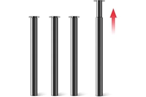Hibtn 4 Pcs Adjustable Table Legs - Folding Table Leg for Breakfast Bar and Worktop Support Round Tube Height Adjustment 710-1100mm Black