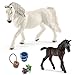 Produktbild Schleich Horse Club Spiel-Set Neuheiten 2017 - Lippizaner Familie - Stute 13819 und Fohlen 13820 mit 42196 Pferdefutter