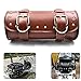 Produktbild dlll Universal Braun Motorrad runden Schaft PU Leder Werkzeug Seite Front Tasche Panniers Satteltasche für Harley Cruiser Honda Suzuki Yamaha Kawasaki ATV Scooter Choppers