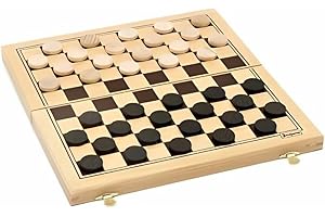 JEUJURA Jeu de dames - Coffret pliant, Noir, Crème