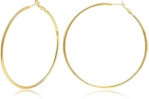 MOROTOLE Creolen aus Sterling Silber,Gold Silber große Creolen für Damen 14 Karat echt Vergoldet Große Dünne Creolen Hypoallergen Kreis Endlose Creolen, 20/30/40/50/60/70 mm für Mädchen