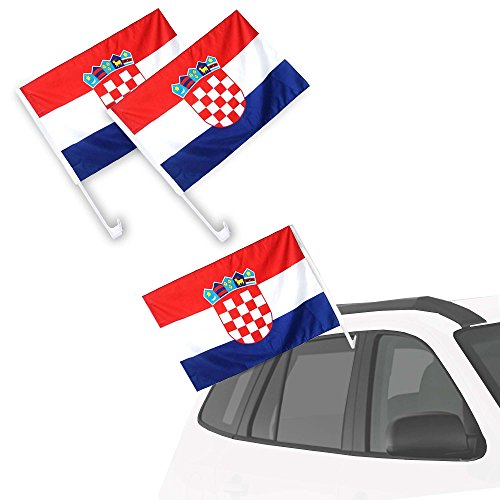 Autofahne Autoflagge 2 Stück Fanartikel EM & WM 2er Set Kroatien