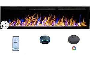 Mystflame Crystal 72 Pro con Wi-Fi - Chimenea Eléctrica de la Pared, 182.9 cm, Estufa con 3 Colores de Leños y Llamas, Smart Home Control a través de la Aplicación Móvil y Alexa
