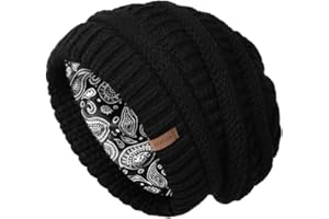 FURTALK Slouchy Beanie Hats for Women Satin Lined Knitted Hat Double Layer Soft Warm Winter Beanie Hat for Girls