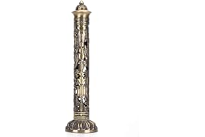 MUTUER Incense Tower Burner, Incense Stick Holder Bronze Tone Dragon Phoenix Relief Craft Ornaments Tea Room Decoration Height 28.3cm Base 8.5 x 7cm