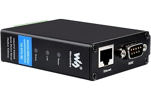 Waveshare Rail-Mount Serial Server, RS232/485/422 to RJ45 Ethernet Module, TCP/IP to Serial Common Ethernet Port Supports Modbus Gateway for Data Acquisition, Intelligent Instrument Monitoring