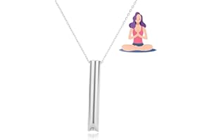 Angivlga anxiety relief breathing necklace,anapana breathing necklace,calms for anxiety,Durable Stainless steel necklace, Meditation Breathing Practice for relaxation gifts for women (03#)