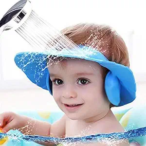 NIWRT Adjustable Safe Soft Bathing Baby Shower Cap Wash Hair for Children Baby Eye Ear Protector (Malti Color)