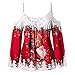 Produktbild Berimaterry Damenmode Spitze Patchwork Spaghetti Strap Top Weihnachten Print Sling Bluse Elegant Sexy Langarm