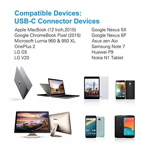 Tipo C Cable  Kinps 2m Cable cargador y de datos USB de tipo C 3 1 con conector reversible para el nuevo Apple MacBook 12    ChromeBook Pixel  Nexus 5X  Nexus 6P  OnePlus 2  Nokia N1 Tablet  LG G5  Xiaomi 4C  Nintendo Switch 2017 y otros dispositivos que soporten USB C   Negro 