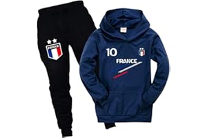 Ambcol Ensembles de Sport Jogging Survêtement De Football France 2 étoiles Enfant Sweat à Capuche avec Poche