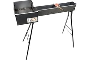 G.L.D. FORNITURE Fornacella canaletta barbecue per arrosticini 120 cm in ferro con testa 27x37 cm piedi staccabili originale Abruzzese con OMAGGIO