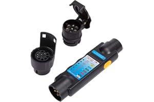 ETUKER Comprobador Remolque 7 Pines y Adaptador, 12V Probador De Remolque 7 Pines Herramienta De Diagnóstico De Luz De Pruebas, para Caravanas/Coches/RV/Remolque (Comprobador 7 Pines+Adaptador)