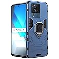 TheGiftKart Tough Armor Bumper Back Case Cover for iQOO Neo 7 / Neo 7 Pro 5G (Ring Holder & Kickstand in-Built | 360 Degree Protection (PC & TPU | Greyish Blue)