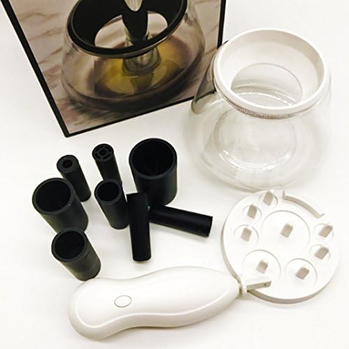 Make Up Brush Cleaner And Dryer,QQK Electric Automatic Cleansing Make Up Breshes Machine With 8 Rubber Collars Set In Seconds,Make Up Brush Set Cleaner (White)