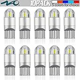 T10 LED Bulb Car Interior Lights 194 168 W5W Bright Car LED Light Bulbs NAO 2 SMD Number Plate Ceiling Dome Daytime Running Lights (10PCS White)