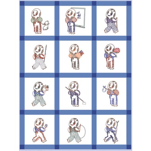 Fairway policotone Stamped Baby Quilt Blocks 9"" x 9"" 12/Pkg-Cappello di paglia da ragazzo