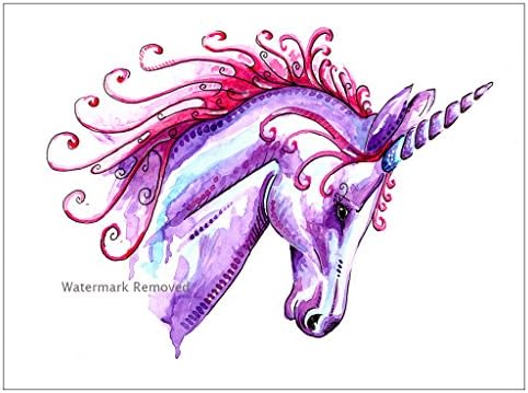 Unicorn Art Print Painting Poster Childrens Bedroom Playroom Art - A4 or A5 Prints - Mounted Options Available (A4 Print Only 8 x 12", Plain Background)