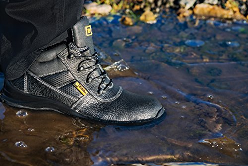 Männer Leder Sicherheitsstiefel wasserdicht S3 Stahlkappe Arbeitsschuhe knöchelhoch 1007 Black Hammer - 3