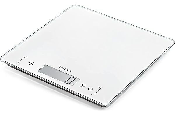 Soehnle Balance de cuisine numérique Page Comfort 400, Balance électronique multifonction, Balance alimentaire blanche, Pèse aliment de haute précision jusqu'à 10 kg, surface de pesée extra large