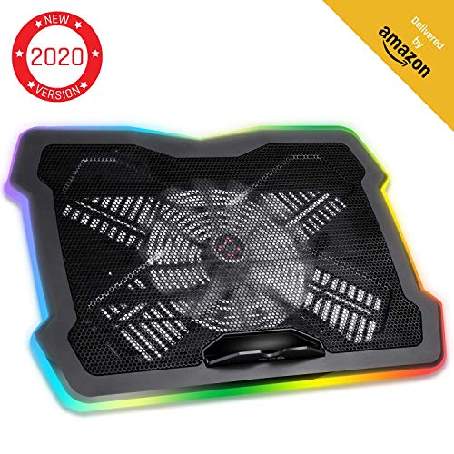 KLIMTM Ultimate + Refroidisseur PC Portable - 11" à 17" + Éclairage RGB + Support Ordinateur Portable Gaming + Nouveauté 2020 + Ventilateur USB + Stable et Silencieux + Compatible avec Mac et PS4