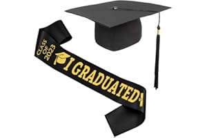 Alaiyaky Doktorhut Bachelor Hut Abschluss Hut für Bachelor Doktor, Schwarz Graduation Hat mit Anhänger Quaste & 2024 Schärpe, Bestandene Prüfung Geschenk für Hochschule Abschlussfeiern (Schwarz)