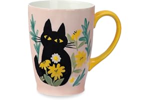 NymphFable Duży Ceramiczny Kubek Kawy 20oz Czarny Kot Kubek z Uchwytem 100% Ręcznie Malowany Najlepszy Prezent Na Boże Narodzenie