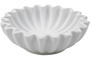 EMIIF Decorative Bowl,Marble Ruffle Bowl, Fruit Decorative Bowls for Home Decor, Housewarming Wedding Gifts(white S)