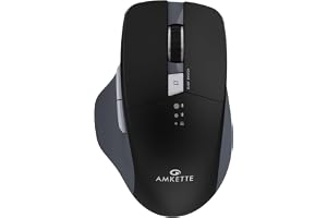 Amkette Hush Pro Epic M Rechargeable Wireless Mouse, Bluetooth Mouse | 3 Device Connectivity (2xBT&2.4G) with Top Mounted Device Switch Button, Silent Switches, Ergonomic Design, Upto 3200 DPI, Black