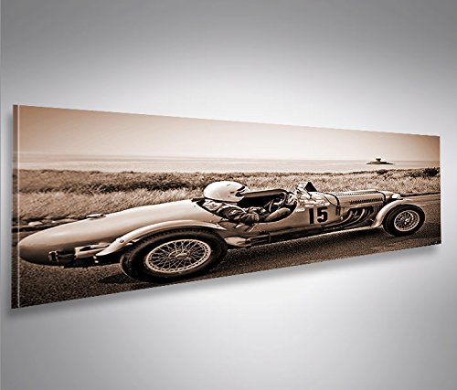 Cuadro Panoramico Rennwagen Sepia Rennauto Vintage Classic Oldie Panor