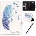 Produktbild Samsung Galaxy Tab E T560N/T561N 24,3 cm (9,6 Zoll) Hülle, Yokata Hülle Schutzhülle, Ultra Dünn Slim Book Etui Tasche PU Leder mit Karten-Slot Brieftasche Eingebautem Magenet Comic Muster Schlaf Funktion und Standfunktion Displayschutz Cover Tasche Smart Case Ledertasche Handyhülle - Feder