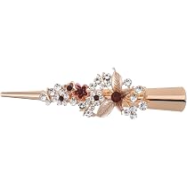 Retro-Haarspangen Aus Metall Mit Strass – Blumen-Design, Entenschnabel-Clips (13 Cm, Weiß)