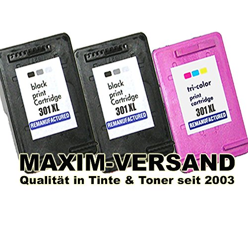 MAXIMPRINT 3 Tintenpatronen Set als Ersatz für HP 301 XL Schwarz & Color kompatibel zu HP DeskJet 1000 1010 1050 A 1510 1514 2000 2050 A 2050 S 2054 A 2510 2512 2514 2540 2541 2542 2543 2544 2545 2546 2547 2549 2550 3000 3050 A SE VE 3052 A 3054 A 3055 A 3056 A 3057 A 3059 A Envy 4500 e-All-In-One Series 4501 4502 4504 4505 4506 4507 4508 5500 Series 5530 5532 5534 5535 5536 5539 OfficeJet 2600 Series 2620 2622 4630 4631 4632 4634 4635 4636 4639