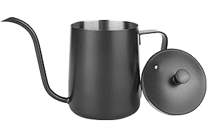 XTDMJ 350ML Schwarz Gießkanne Klein Zimmerpflanzen, Mini Gießkanne, Edelstahl Langer Auslauf Giesskanne, Garten Gießkanne für Zimmerpflanzen Sukkulenten(Mit Abdeckung)