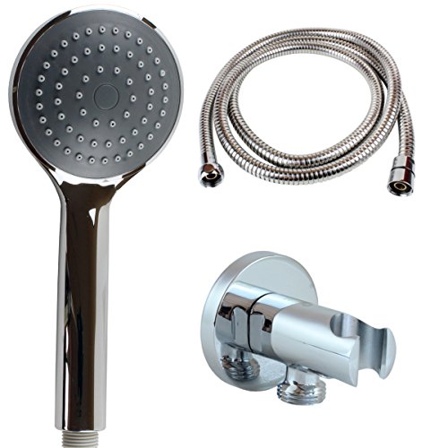 Duschkopf mit Schlauch und Brause-Halter von SANIXA | Duschbrause Set ABS verchromt mit Duschschlauch 150cm Duschsysteme Hand-Brause mit Brauseschlauch und Brausehalter mit Wandnaschlussbogen Brausegarnitur Duschset | Badezimmerausstattung