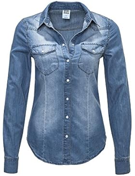 Vero Moda Damen Jeansbluse Denim Jeanshemd