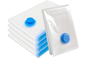 AMZJIMTOP Vacuum Storage Bags for Clothes - 4 Pack 130 X 100cm Extra Large Reusable Clothes Storage Bags Vacuum Sealer Bags with Double Zip Seal Travel Space Saver Bags for Duvets, Bedding, Quilts, Pillows