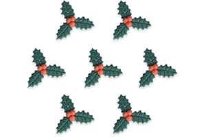 Anniversary House Christmas Holly Edible Cake Decorations, Handcrafted Cake Toppers, Edible Fondant Icing Sugar Cupcake Toppers, SFX171