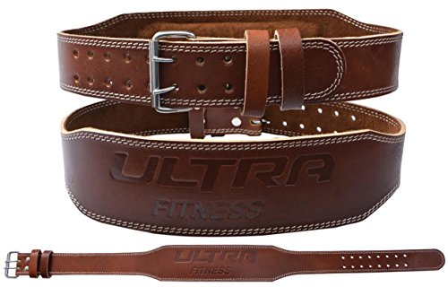 ULTRA FITNESS Leather Weightlifting Belt Double Prong Back Strap Support (XL 36 to 40 inch)