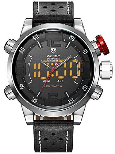Alienwork LED Analog-Digital Armbanduhr XXL Oversized Uhr Multi-funktion weiss schwarz Leder OS.WH-5210-1 Alienwork LED Analog-Digital Armbanduhr XXL Oversized Uhr Multi-funktion weiss schwarz Leder OS.WH-5210-1
