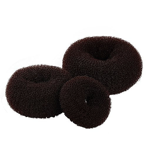 ASIV Haare Stil Donut Haarband Stirnbänder für Damen, Mode Haar-Accessoires – inklusive 3 Stk braun (groß, Mittel, klein) - 4
