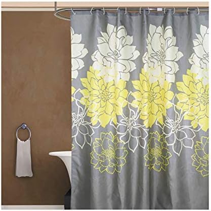 ANAZOZ Bath Curtain Eco-Friendly Polyester yellow Peony Pattern Mildew Resistant Waterproof Anti-Bacterial Bathroom Shower Curtains 180x200