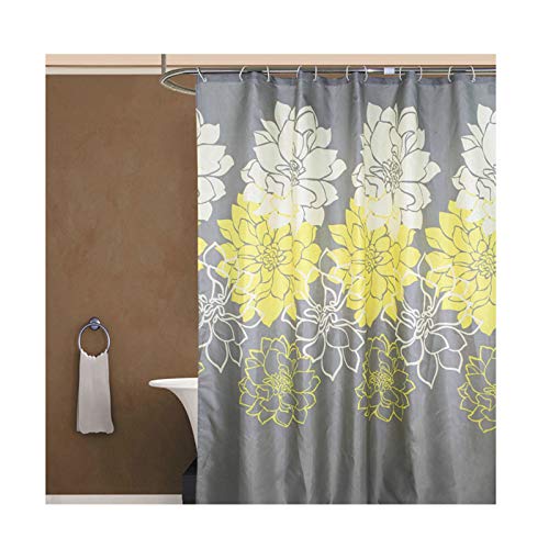 ANAZOZ Bath Curtain Eco-Friendly Polyester yellow Peony Pattern Mildew Resistant Waterproof Anti-Bacterial Bathroom Shower Curtains 180x200