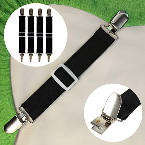 4 Pcs Sheet Fasteners, Sicai Adjustable Bed Sheet Holders Fasteners Suspenders Straps Grippers Clips Black