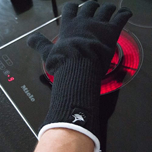 Ofenhandschuhe hitzebeständig und feuerfest bis zu 500 °C im 2er Set – 36cm extra lang für den sicheren Einsatz als Grillhandschuhe & Topfhandschuhe zum Kochen, Grillen oder Backen – schwarz - 6