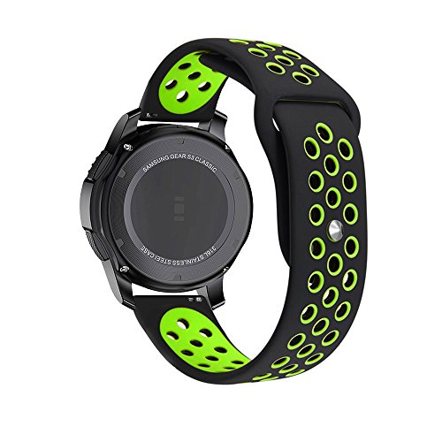 Para Gear S3 Correa Silicona  iBazal Gear S3 Frontier   Classic Watch Correa 22mm Banda de Silicona Suave para Samsung Gear S3 Frontier Classic SM-R760  Samsung Galaxy Watch 46mm  Moto 360 2nd Gen 46mm  Huawei Watch 2 Classic - Negro Verde