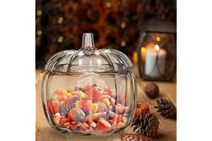 Swan household ® - Halloween Spooky Pumpkin Shape Glass Sweet Jar Decoration 18 x18cm